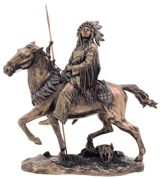 Cheyenne Indian on Horse Sculpture Bronze Replica